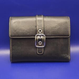 Vintage Coach Black Leather Soho Buckle Trifold LG Credit Card Wallet